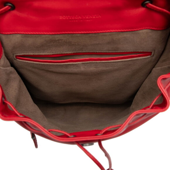 BOTTEGA VENETA Red Leather Intrecciato Backpack main image 4